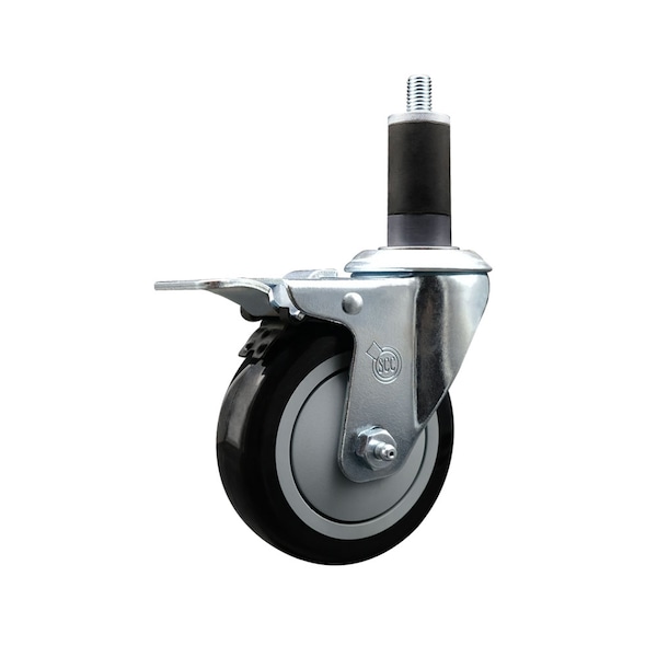 4'' Black Poly Swivel 1-1/2'' Expanding Stem Caster Total Lock Brake